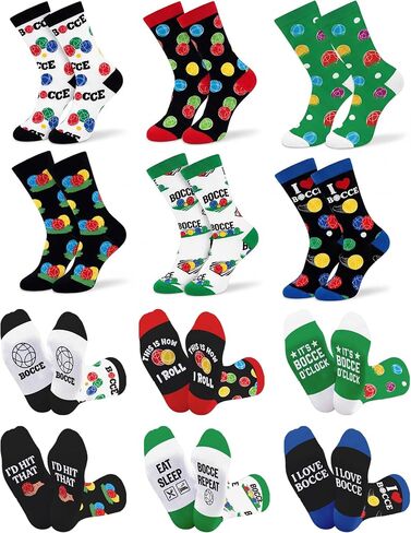 Unittype It's Bocce O'clock Funny Bocce Ball Sock Half Calf Novelty Socks with Colorful Crazy Designs Gifts for Men Women in Kuwait