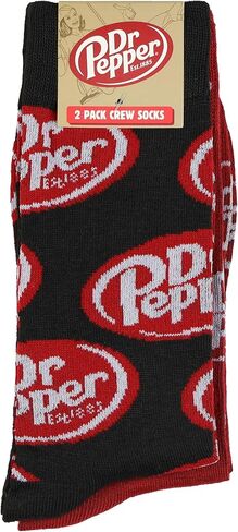 Culture Fly Dr. Pepper Socks Contrasting Logo Design 2-Pack Adult Mid-Calf Crew Socks in Kuwait