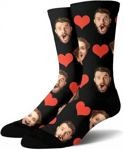 Novgarden Custom Face Socks,Personalized Funny Socks with Photo, Customized Unisex Crew Sock Funny Gifts for Couple Men Women in Saudi Arabia