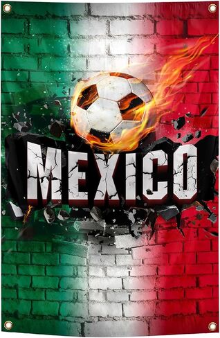 Mexico Flag Backdrop Football Tapestry 2x3 Feet Wall Hanging Soccer Decor for Living Room Office Club Sports Activities Party Indoor and Outdoor Decor in Kuwait