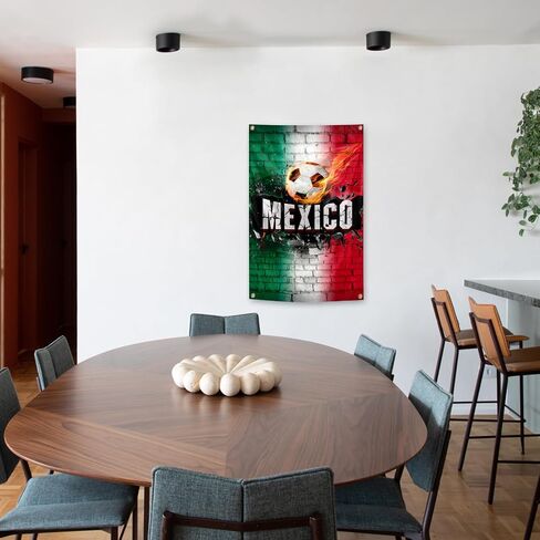Mexico Flag Backdrop Football Tapestry 2x3 Feet Wall Hanging Soccer Decor for Living Room Office Club Sports Activities Party Indoor and Outdoor Decor in Kuwait