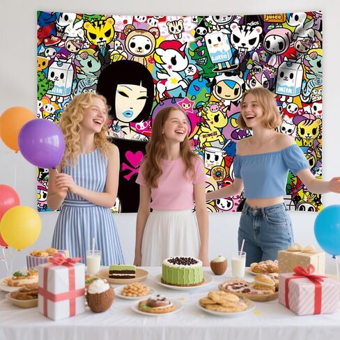 tokidoki Official Unicorno Tapestry Wall Hanging, 3x5ft Party Photography Backdrop Decorations for Living Room Bedroom Home, Cartoon Birthday Party Supplies Banner Tablecloth Beach Throws(signature) in Saudi Arabia