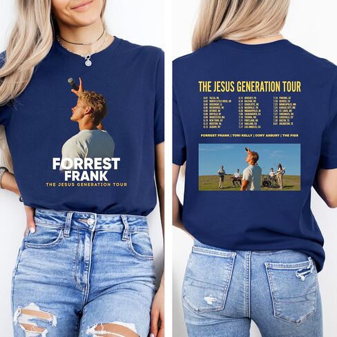 قميص Forrest Concert Tour، تي شيرت هدية لمحبي الموسيقى بطباعة خلفية باللون الأسود in Kuwait