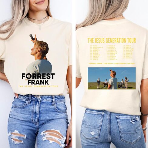 قميص Forrest Concert Tour، تي شيرت هدية لمحبي الموسيقى بطباعة خلفية باللون الأسود in Kuwait
