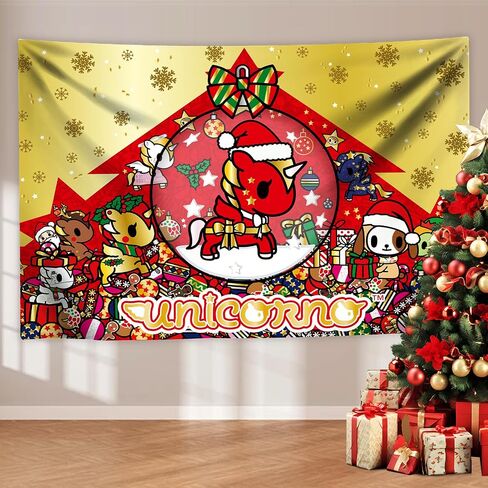 tokidoki Official Unicorno Tapestry Wall Hanging, 3x5ft Party Photography Backdrop Decorations for Living Room Bedroom Home, Cartoon Birthday Party Supplies Banner Tablecloth Beach Throws(signature) in Saudi Arabia