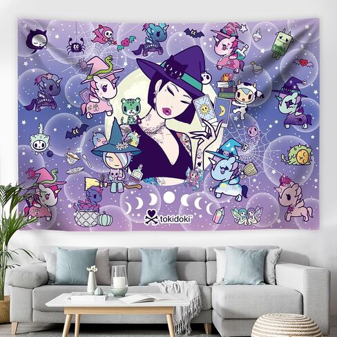 tokidoki Official Unicorno Tapestry Wall Hanging, 3x5ft Party Photography Backdrop Decorations for Living Room Bedroom Home, Cartoon Birthday Party Supplies Banner Tablecloth Beach Throws(signature) in Saudi Arabia