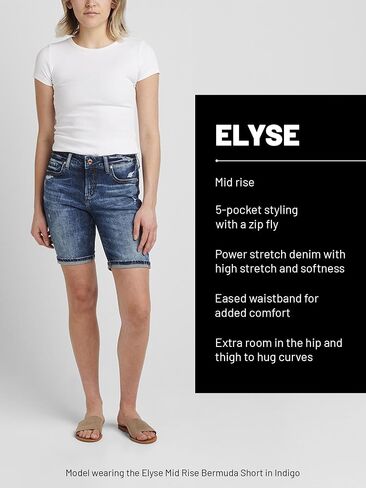 Silver Jeans Co. Women's Elyse Mid Rise Comfort Fit Short, Medium Wash, 30W x 4L in Kuwait