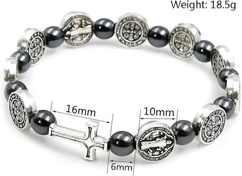 925 Sterling Silver San Benito Bracelet For Women And Men - Catholic Saint Benedict Cross Crystal Bracelet, St Benedict Bracelets Black Glass Beads Rosary Christian Religious Jewelry Best Gifts (3 - San Benito Bracelet) in Saudi Arabia
