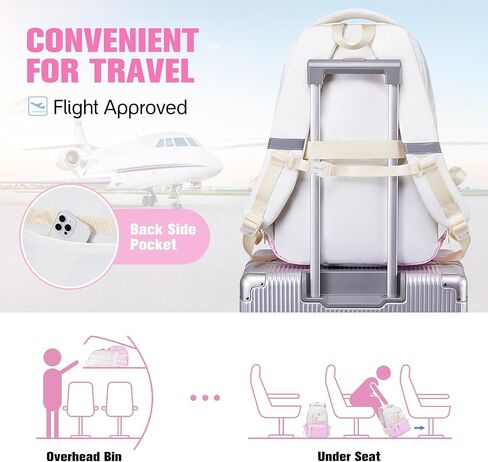 Bevalsa Backpack for Girls, Bow School Backpack for Kids with Lunch Bag & Pen Case, Cute Bookbag for Teens Girls Children for Elementary Middle High College Student, Back To School Gift (Beige Pink) in Saudi Arabia