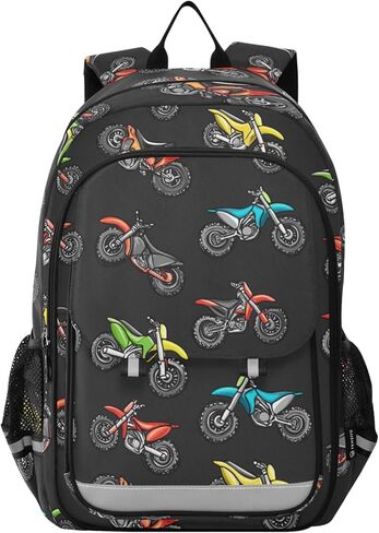 Fisyme Sports Motocross Motorcycles School Backpack Laptop Backpack Bags Bookbag Travel Casual Computer Notebooks Daypack in Kuwait