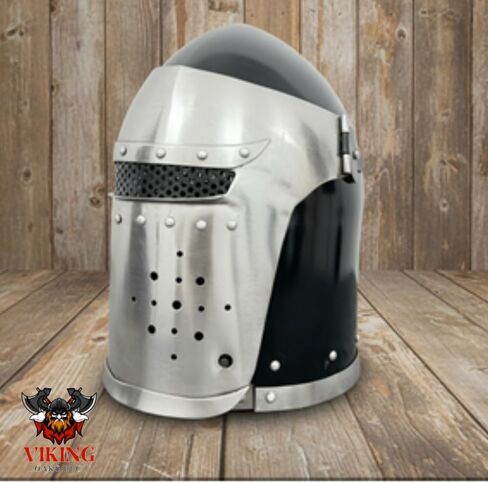 Barbuta Helmet | Viking Battle Knight Helmet Armour | Medieval Visored Barbute Helm for Cosplay | Wearable (Silver) in Saudi Arabia
