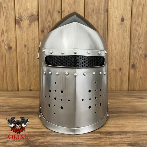 Barbuta Helmet | Viking Battle Knight Helmet Armour | Medieval Visored Barbute Helm for Cosplay | Wearable (Silver) in Saudi Arabia