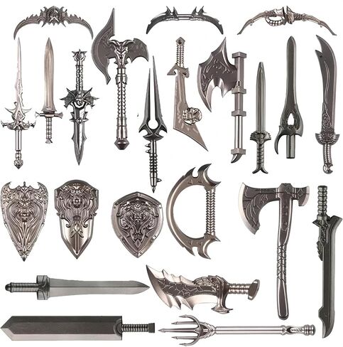 23Pcs Medieval Knight Weapon Package Accessories Set, Medieval Weapon Set Includes Bow Sword Knife Shield, MOC Bricks Parts Suitable for Mini Figures in Saudi Arabia