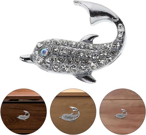 Operitacx 4pcs Dolphin Drawer Pulls Handles Single Hole Silver Cabinet Door Knobs Nautical Ocean Theme Furniture Accessories for ’s Room Wardrobe Cupboard in Kuwait