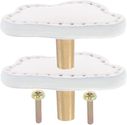 2pcs Cloud Shaped Cabinet Wardrobe Door Handles Soft Brass Drawer Pulls for ’s Room Furniture Hardware White Leather Single Hole in Kuwait
