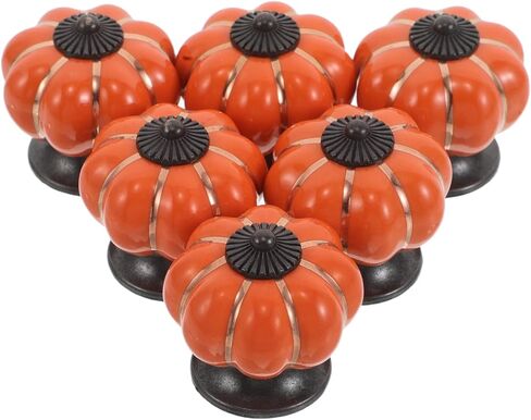 OUNONA Ceramic Pumpkin Cabinet Knobs 6pcs Set Porcelain Pumpkin Shape Drawer Pull Handles for ’ Room Closet Dresser Kitchen Bathroom Decor in Kuwait