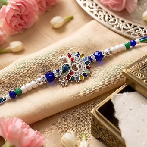 TIED RIBBONS Rakhi for Brother with Gift | Mini Greeting Card | Roli Tika - Raksha Bandhan Rakhi Bracelet for Brother Rakhi for Bhaiya | Bro Rakhi with Card | Designer Rakhi in Kuwait