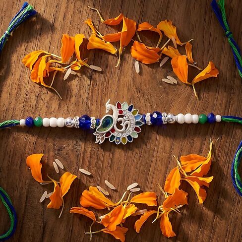 TIED RIBBONS Rakhi for Brother with Gift | Mini Greeting Card | Roli Tika - Raksha Bandhan Rakhi Bracelet for Brother Rakhi for Bhaiya | Bro Rakhi with Card | Designer Rakhi in Kuwait