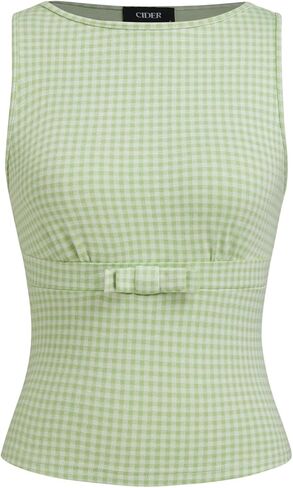 CIDER Gingham Tops for Women Plaid Going Out Tops Sleeveless Cute Tank Bow Summer Shirt in Kuwait