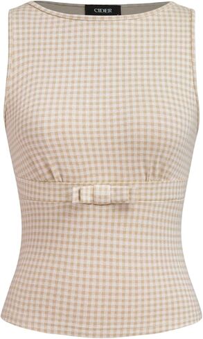 CIDER Gingham Tops for Women Plaid Going Out Tops Sleeveless Cute Tank Bow Summer Shirt in Kuwait