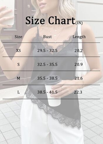 HAWILAND Women Satin Lace Asymmetrical Camisole Tops Silk Lace Trim Spaghetti Strap V Neck Cami Tank Top Going Out in Saudi Arabia