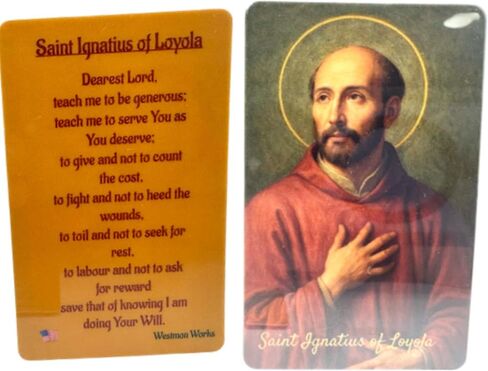 مجموعة ميداليات Westmon Works St Ignatius of Loyola قلادات معدنية إيطالية مع بطاقات مقدسة مصنوعة في الولايات المتحدة الأمريكية، حزمة من 5 in Kuwait