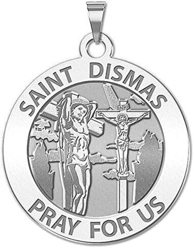 PicturesOnGold.com Saint Dismas Religious Medal - Available in Solid 10K And14K Yellow or White Gold, or Sterling Silver in Kuwait