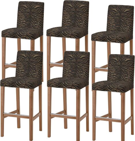 Exotic Leopard Bar Stool Chair Covers Set of 2 with Back, Stretch Barstool Slipcovers Washable, Animal Boho Brown Print Vintage Pub Counter Height/Swivel/Cafe/Dining Room Chairs Seat Furniture Cover in Saudi Arabia
