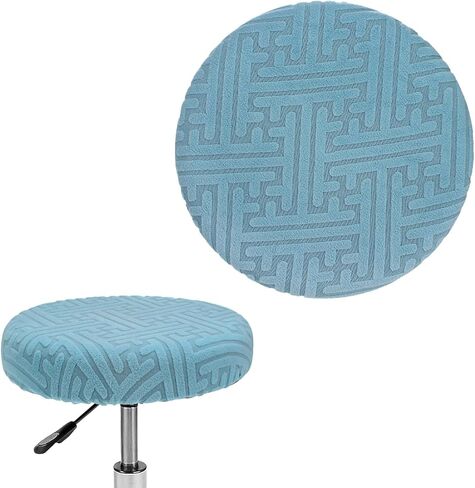 1-Pack Bar Stool Covers Round, for 12-14 Inch Polyester Strip Pattern Seat Covers with Elastic Bands for Bar Stool/Round Cushion [Sky Blue] in Kuwait