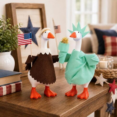 3 Set 7 Inch Desk Goose Outfits, 4th of July Desk Goose Clothes with Patriotic Hats and Accessories, Independence Day Mini Goose Costumes for Magnetic Desktop Goose Statue in Saudi Arabia