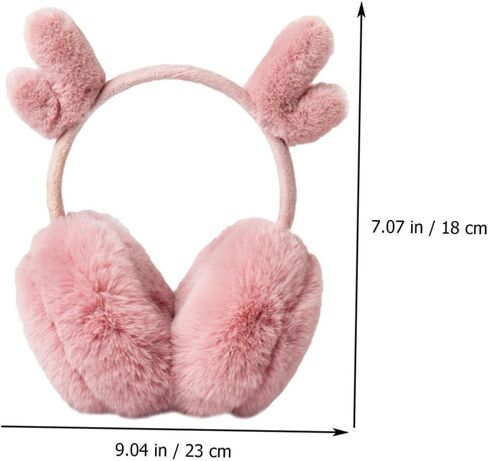 Hemobllo Warm Plush Earmuffs with Antler Design, Pink Soft Ear Warmers for Outdoor Winter Cold Weather, Cozy Ear Covers and Boys in Kuwait