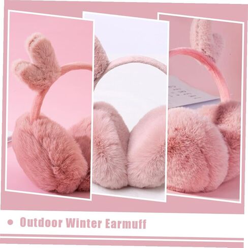 Hemobllo Warm Plush Earmuffs with Antler Design, Pink Soft Ear Warmers for Outdoor Winter Cold Weather, Cozy Ear Covers and Boys in Kuwait