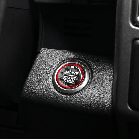 BETTERHUMZ Car Engine Start Button Sticker Compatible with Ford F150 Raptor 2015-2020 Carbon Fiber Control Knob Decorative Sticker Car Interior Accessories (Red) in Saudi Arabia