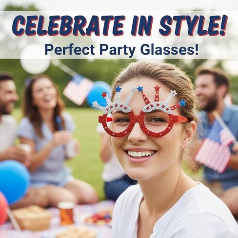 Patriotic Decor, America 250 Merchandise, USA 250th Anniversary Merchandise, Fourth of July Decorations, Patriotic Party Accessories, 12 Piece Headband and Glasses Set in Saudi Arabia