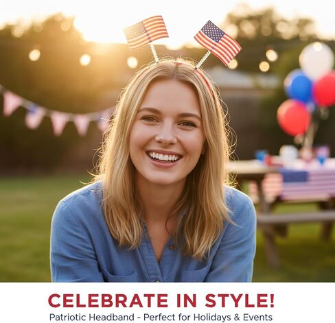 Patriotic Decor, America 250 Merchandise, USA 250th Anniversary Merchandise, Fourth of July Decorations, Patriotic Party Accessories, 12 Piece Headband and Glasses Set in Saudi Arabia