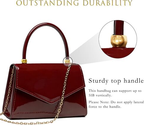 Evening Patent Leather Handbag Purse Formal Women's Clutch Bag Top Handle for Wedding Party Prom Cocktail(Burgundy) in Saudi Arabia