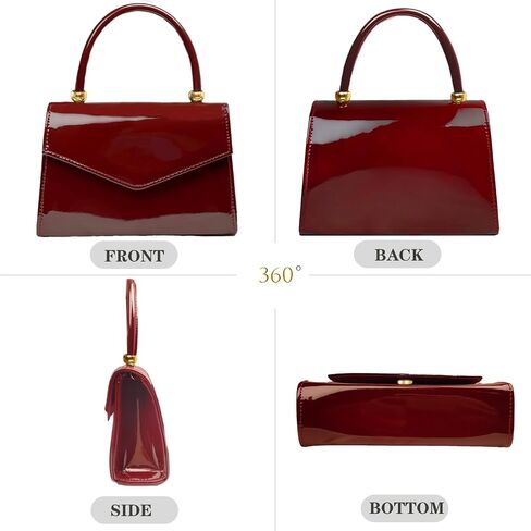 Evening Patent Leather Handbag Purse Formal Women's Clutch Bag Top Handle for Wedding Party Prom Cocktail(Burgundy) in Saudi Arabia