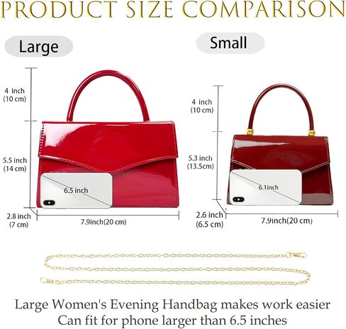 Evening Patent Leather Handbag Purse Formal Women's Clutch Bag Top Handle for Wedding Party Prom Cocktail(Burgundy) in Saudi Arabia