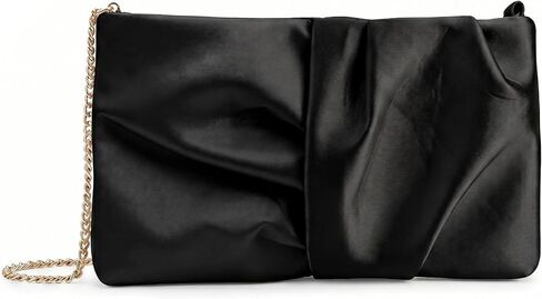Pleated Satin Clutch Purses for Women Elegant Evening Bag with Detachable Chain for Wedding Guest Prom in Saudi Arabia