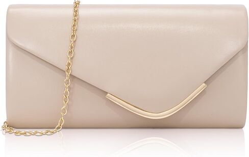 Clutch Purses for Women, Vegan Leather Evening Bag for Formal, Elegant Nude Clutch with Detachable Chain, Envelope Crossbody Prom Purse Women's Handbags for Wedding Cocktail Night Party in Kuwait