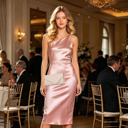 Clutch Purses for Women, Vegan Leather Evening Bag for Formal, Elegant Nude Clutch with Detachable Chain, Envelope Crossbody Prom Purse Women's Handbags for Wedding Cocktail Night Party in Kuwait