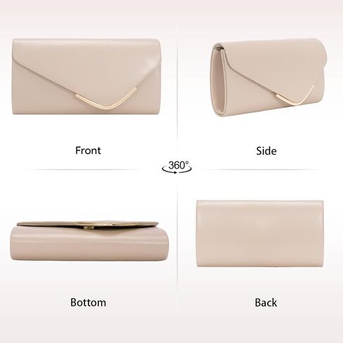 Clutch Purses for Women, Vegan Leather Evening Bag for Formal, Elegant Nude Clutch with Detachable Chain, Envelope Crossbody Prom Purse Women's Handbags for Wedding Cocktail Night Party in Kuwait