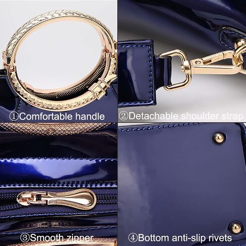 Genuine Glossy Patent Leather Flower Pendant Top Handle Tote Satchel Shoulder Handbag for Women Evening Party in Kuwait