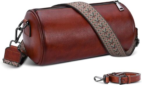 Iswee Soft Leather Crossbody Purse for Women Barrel Bag Shoulder Handbags Medium Size Satchel Purse with Two Adjustable Strap in Kuwait