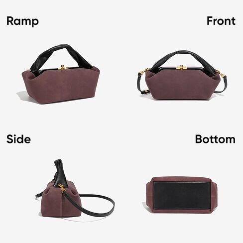 Suede Kiss Lock Shoulder Bag for Women, Vintage Slouchy Hobo Handbag, Soft Faux Suede Satchel with Detachable Strap in Saudi Arabia