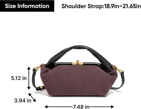 Suede Kiss Lock Shoulder Bag for Women, Vintage Slouchy Hobo Handbag, Soft Faux Suede Satchel with Detachable Strap in Saudi Arabia