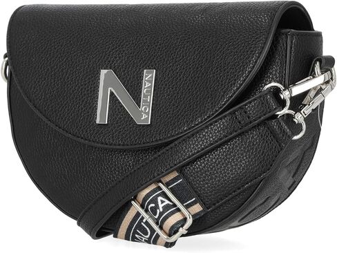 Nautica Delray Flap Crossbody Purse Womens Shoulder Bag, Magnetic Snap Closure Pocket, Small Travel Handbag, Adjustable Strap, Black in Kuwait