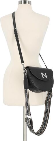 Nautica Delray Flap Crossbody Purse Womens Shoulder Bag, Magnetic Snap Closure Pocket, Small Travel Handbag, Adjustable Strap, Black in Kuwait