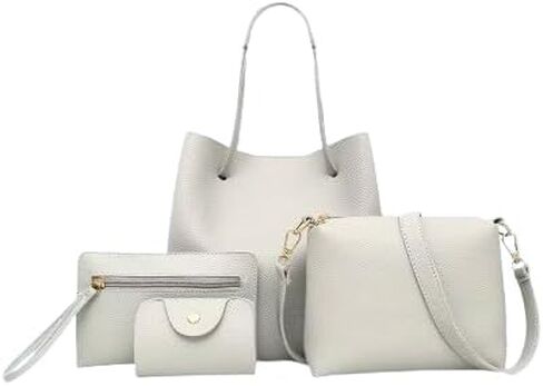 Women's 4-Piece Handbag Set with Tote, Crossbody Bag, Clutch and Cardholder, Modern Casual Style in Saudi Arabia