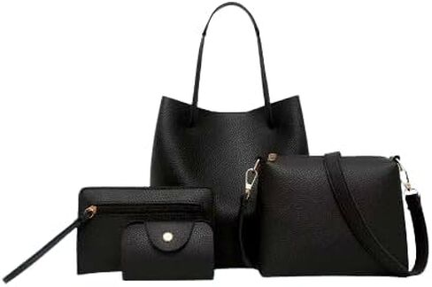 Women's 4-Piece Handbag Set with Tote, Crossbody Bag, Clutch and Cardholder, Modern Casual Style in Kuwait